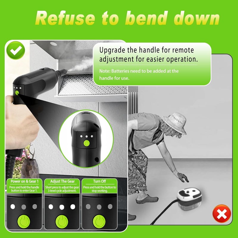 AULANK 2500W Handheld Steam Cleaner,Portable Car Steamer For Auto Detailing,High-Temperature and Pressure Steam Cleaner For Home, Steam Cleaning Machine for Furniture,Kitchen,Grout,Floor,Tile (09-Green) - Image 3